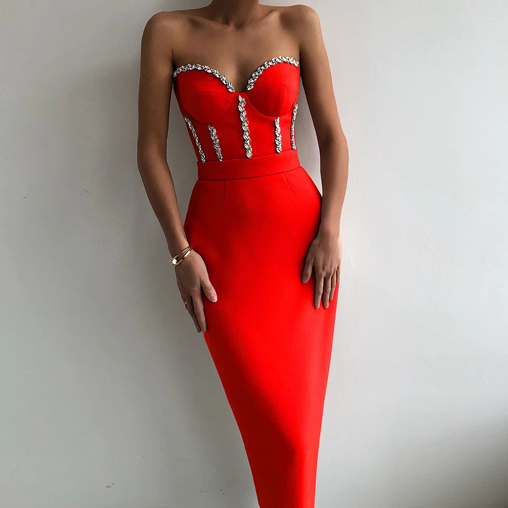 Zia - Strapless Diamond Bandage Dress
